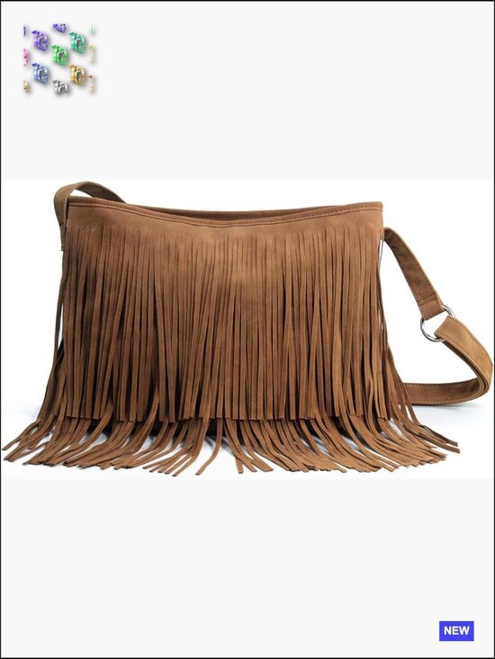 Handbags - Faux Suede Hobo Crossbody Bag Tassel Detail Adjustable Strap Casual Chic